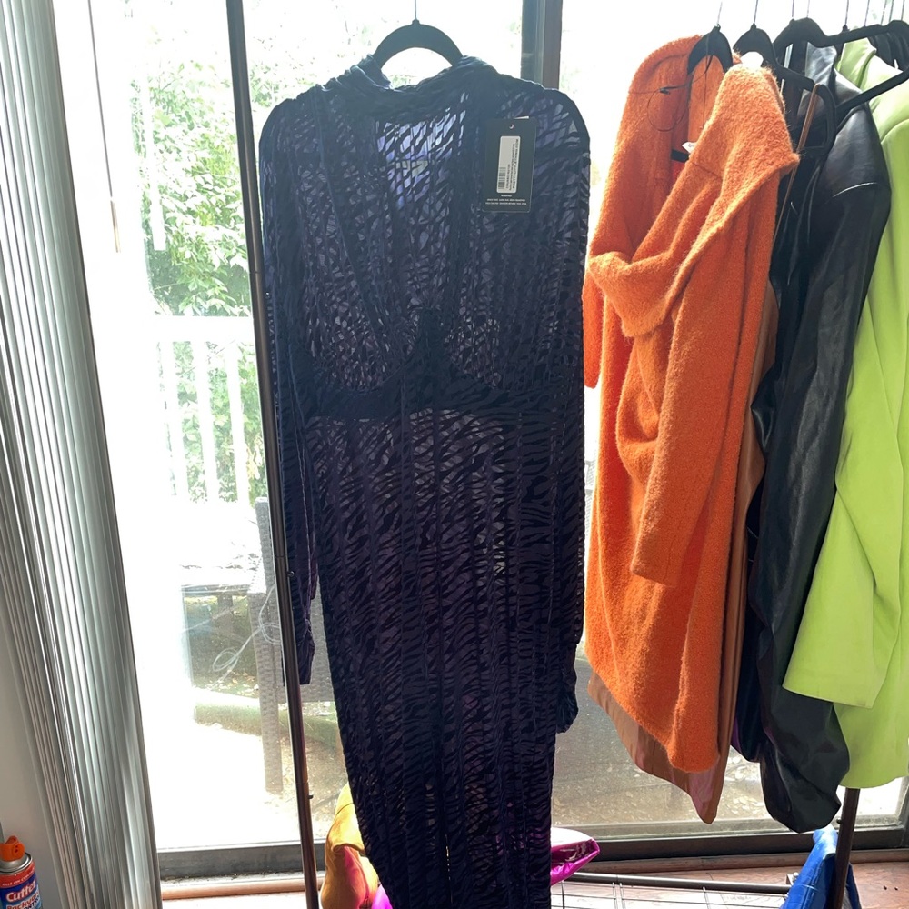 PLT navy blue zebra long sleeve jump suit